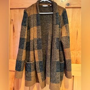Revolution Plaid Open-Front Cardigan Sweater